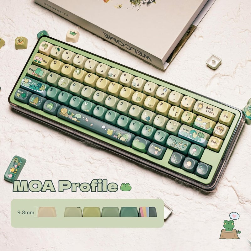 KiiBoom X Cosydiaries Rainy Froggy Day Keycap Set, 144 Keycaps, PBT Custom Keycaps for Mechanical Keyboard, Compatible with ANSI/ISO, 60%, 65%, 75%, TKL, Full-Sized Layout (MOA Profile) - Image 4